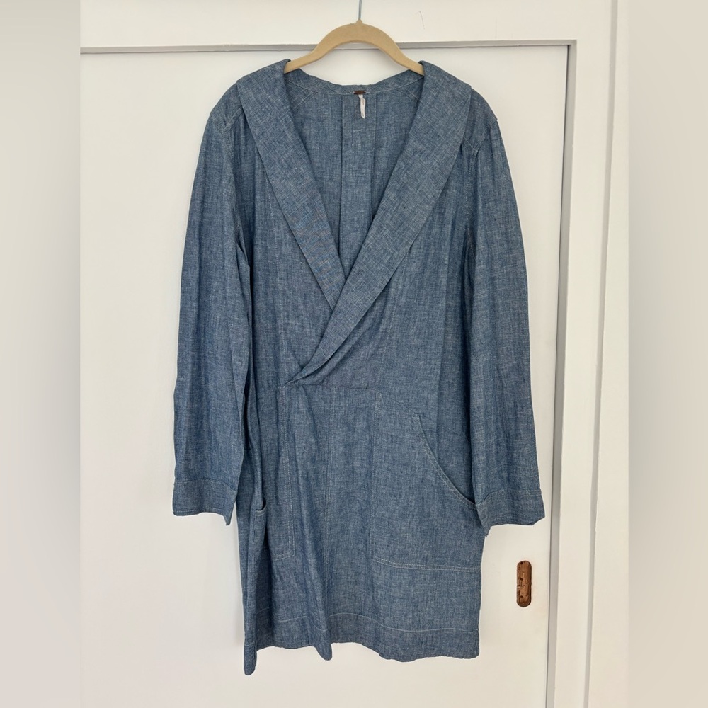 Free People linen denim dress Done Up Large